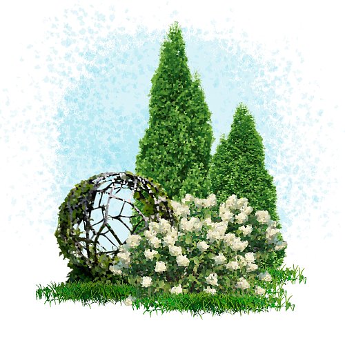 Декоративный оазис с девичьим виноградом